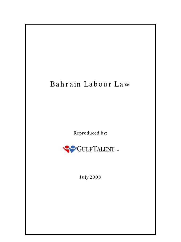 Bahrain Labour Law PDF Apprenticeship Employment