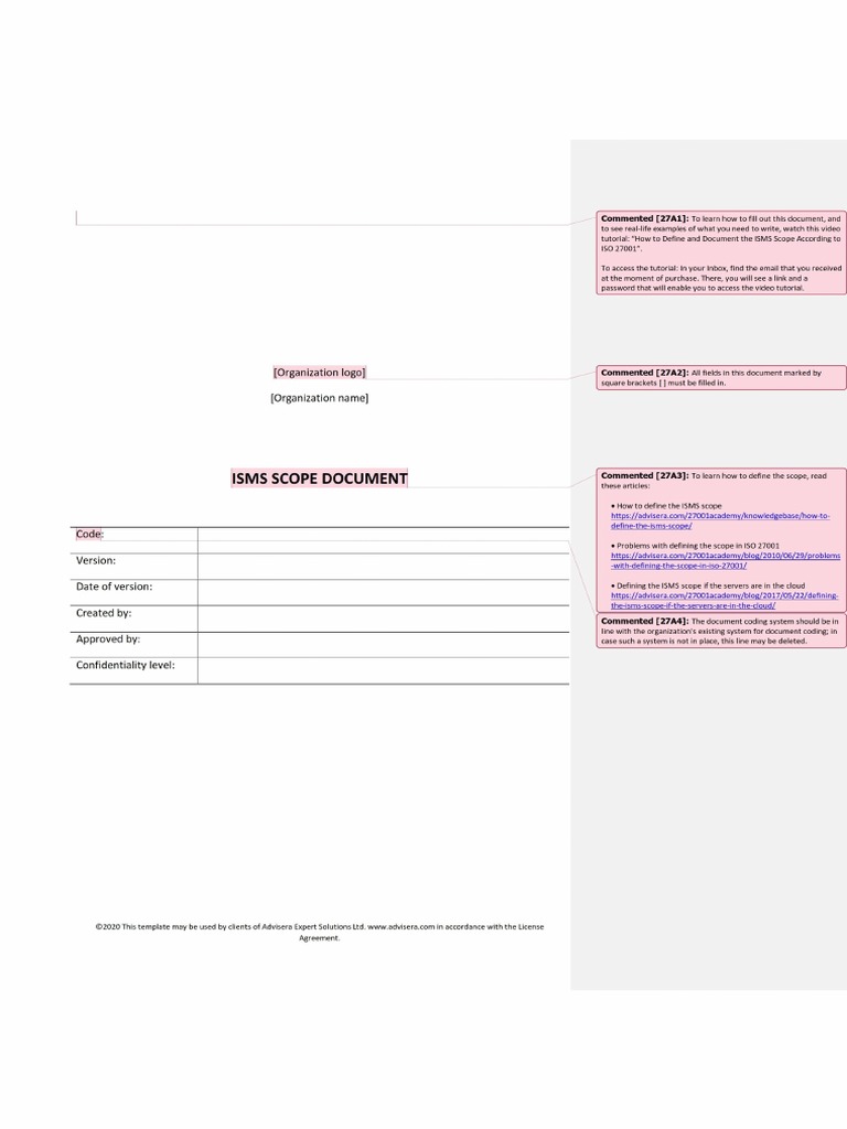 Isms Scope Sample : Writing the scope statement for an ISO 27001 ISMS ...