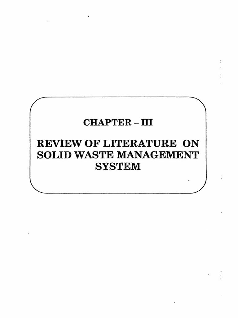 Review of Literature On Solid Waste Management System: Chapter - Iii ...