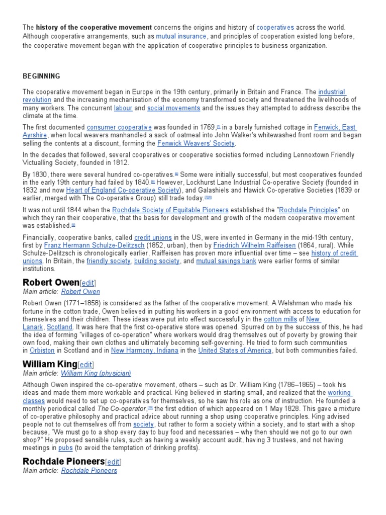 History of the Cooperative Movement | PDF | Cooperative | Business