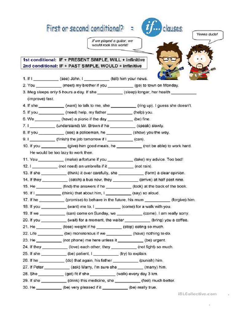 1st and 2nd Conditional Grammar Drills - 16154 - 1 | PDF
