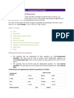 Units and Dimensions - Dimensional Formula