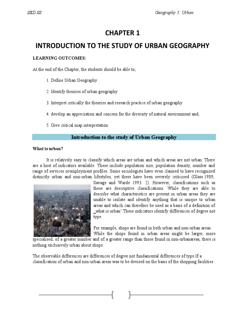 Introduction To The Study of Urban Geography Learning PDF