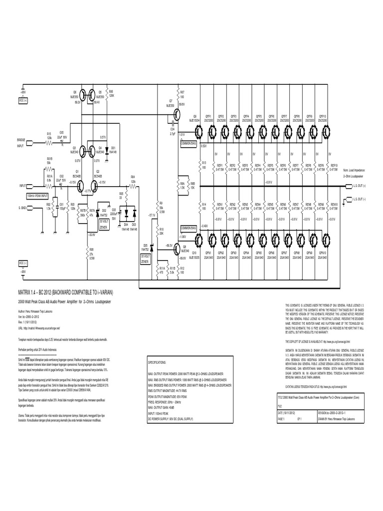 2000w-2-Ohms-90v-Supply-Audio-Power-Amp - Bc-2000-2-2012-Rev-1 | PDF ...