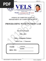 Programing With Python Lab: Department of Computer Science