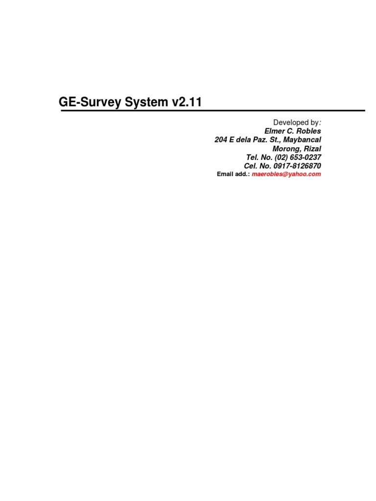 Using GE-Survey System v2.11 Guide | PDF | Menu (Computing) | Command ...