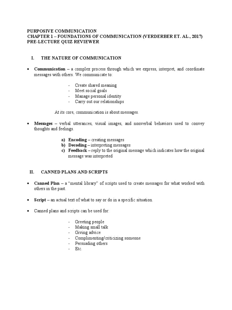 PCM Pre Lecture Quiz 1 Reviewer | PDF | Communication | Anxiety