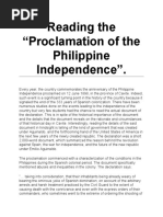 Reading The "Proclamation of The Philippine Independence