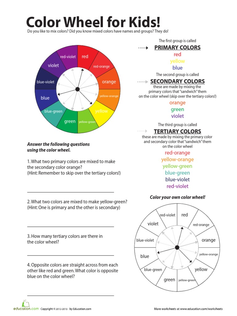 Color Wheel Chart For Kids, PDF, Color