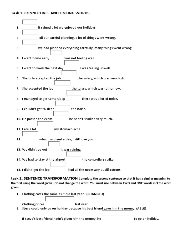 Task 1. Connectives and Linking Words | PDF