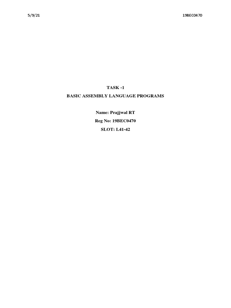 Assembly Language Program Examples | PDF | Computer Engineering ...