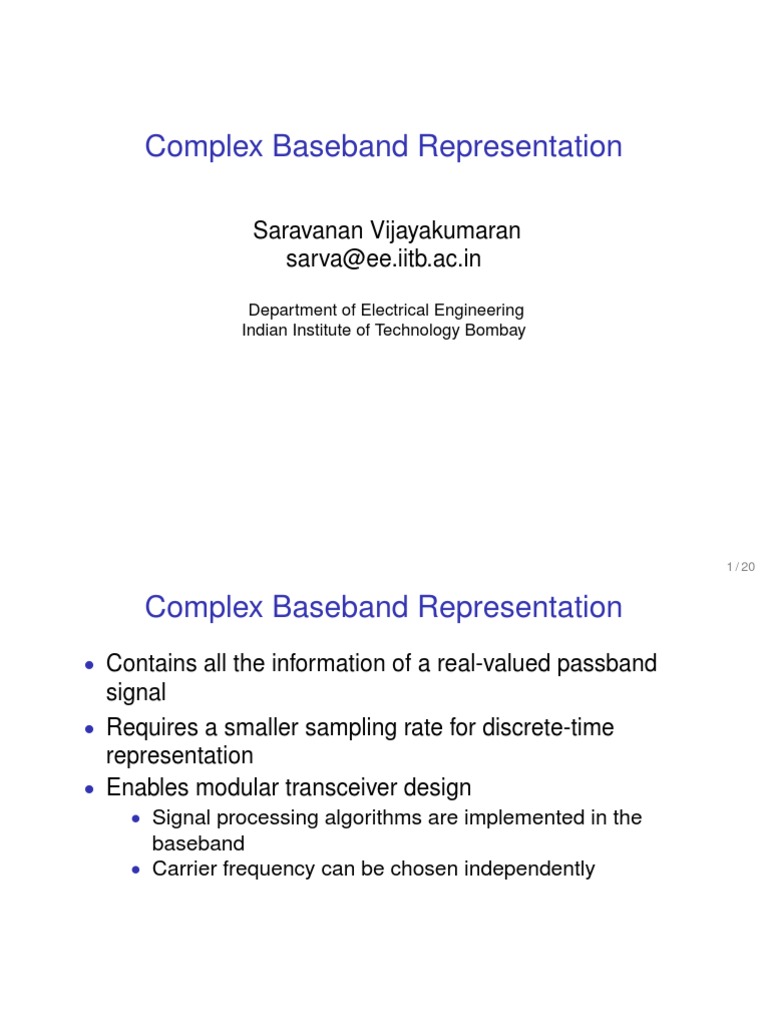 Complex Baseband Representation Saravanan Vijayakumaran Sarvaee