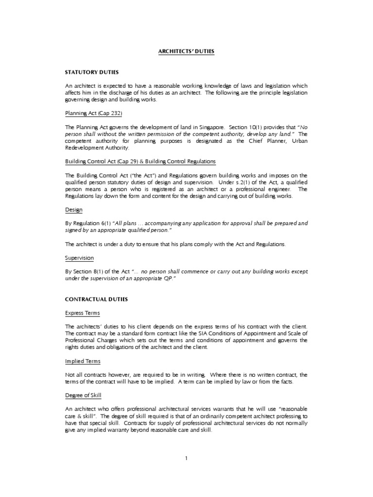 Architects Duties Negligence Architect