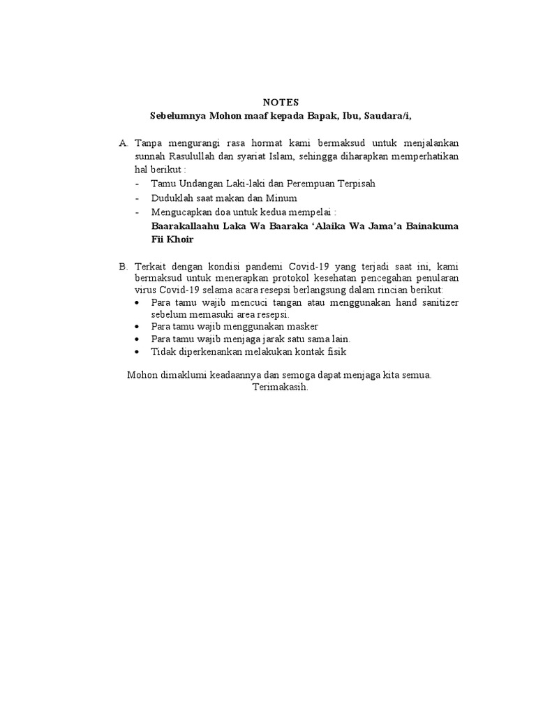 Kalimat Untuk Notes Undangan Syari PDF