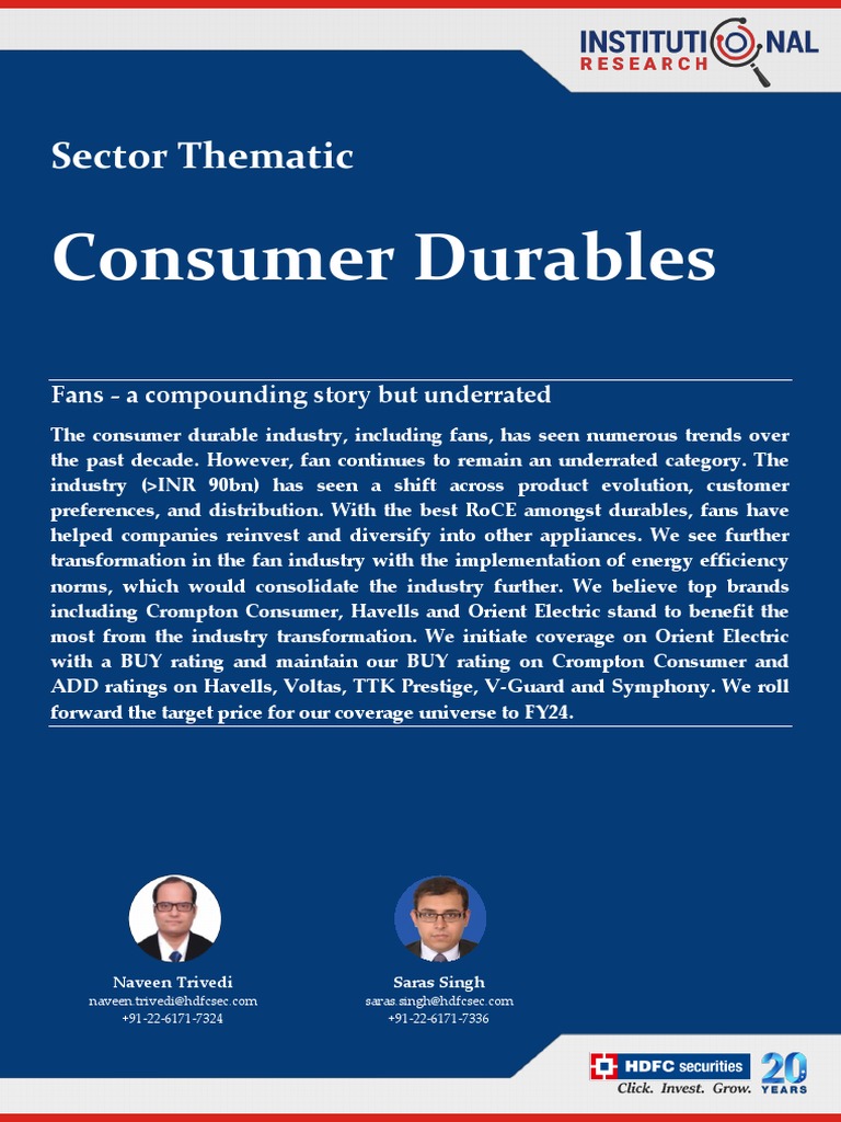 Consumer Durables Sector Thematic PDF Consumption (Economics