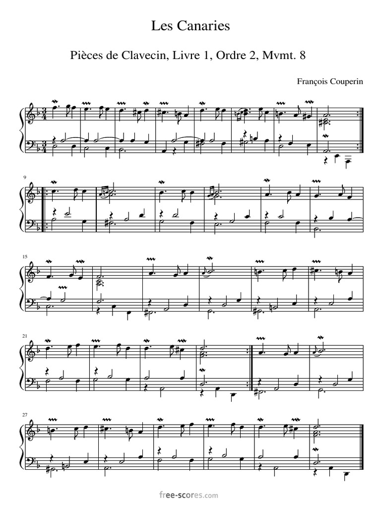 Couperin Frana Ois Les Canaries 138843 PDF Baroque Clavecin