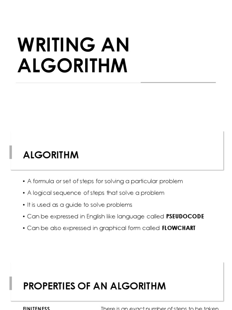 Writing An Algorithm | PDF | Algorithms | Computer Programming