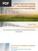 Irrigation Agronomy Training Manual 7: Crop Calendar, Intensity and Crop Rotation For Proposed Crops