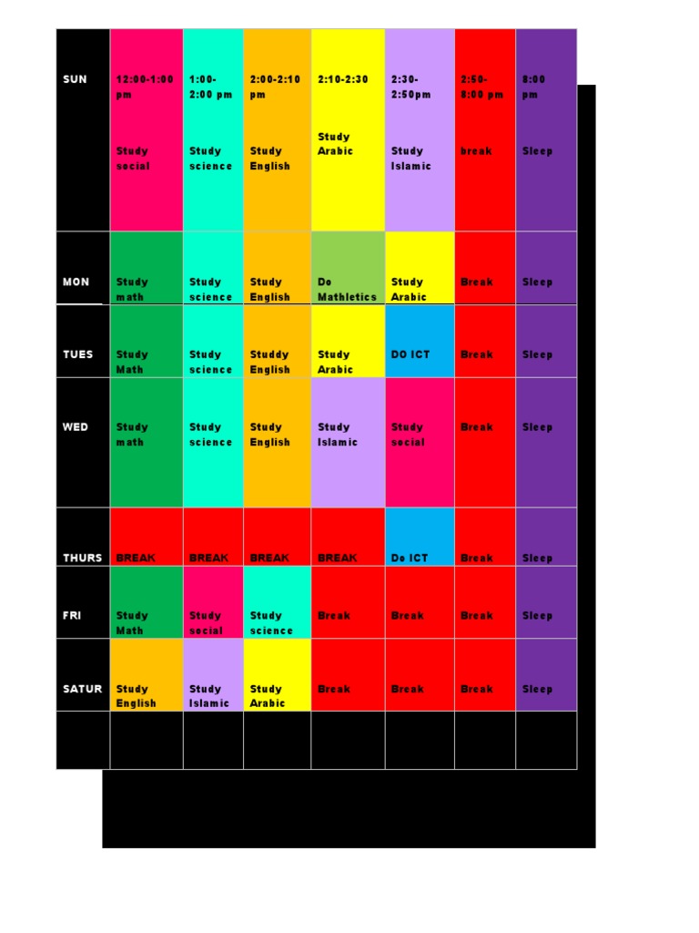 Weekly Study Schedule Overview | PDF