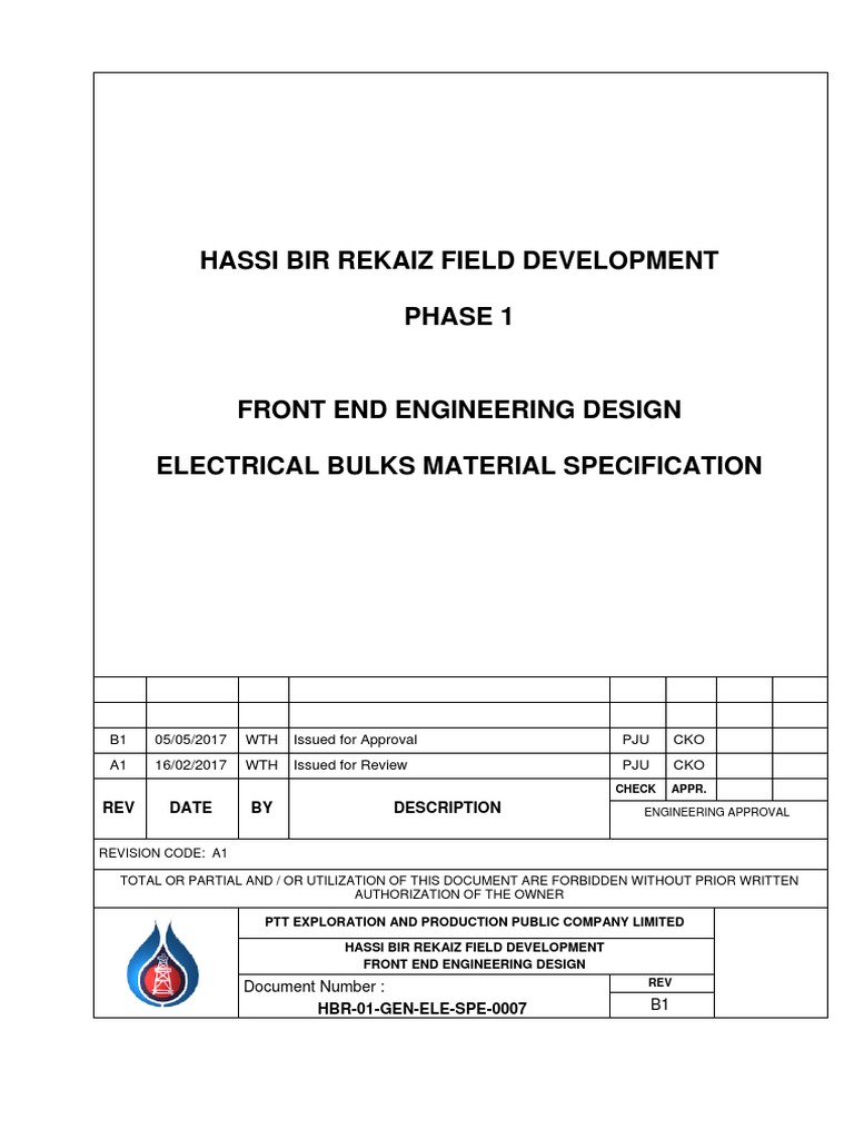 Hassi Bir Rekaiz Electrical Material Specs | PDF | Specification ...