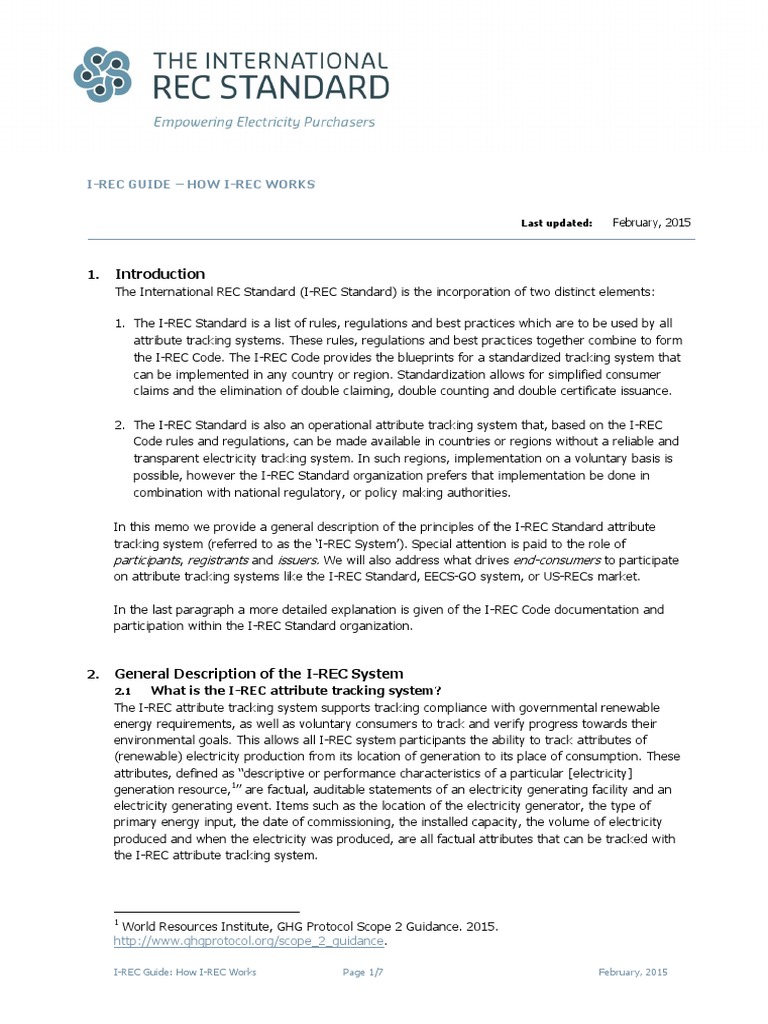 Understanding the I-REC Standard | PDF | Audit | Regulatory Compliance