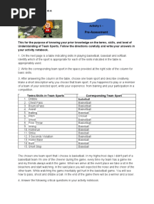 Activity 1 - Pre-Assessment in Team Sports