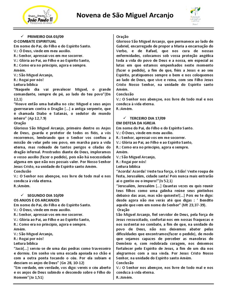 Novena de São Miguel Arcanjo | PDF | Miguel (Arcanjo) | Anjo