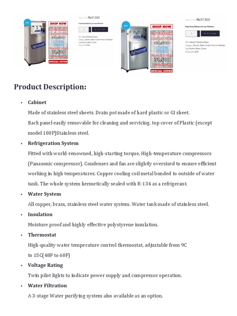 Water Cooler Prices PDF