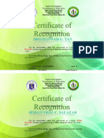 Certificate of Recognition: Deo Hannah G. Tan