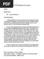 Sample Letter To Employee On Leave