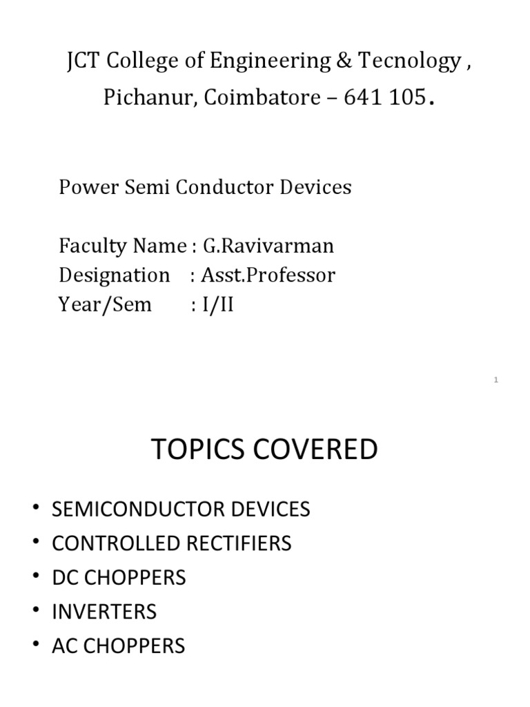 Power Semiconductor Devices Overview | PDF | Bipolar Junction ...