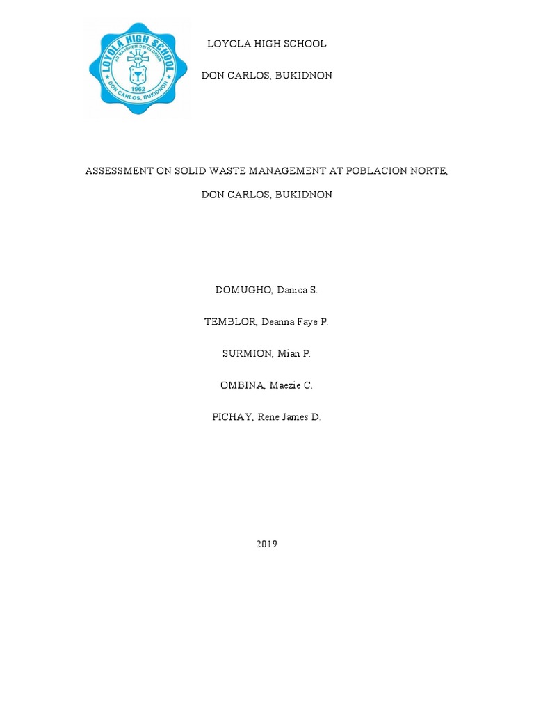 Solid Waste Management Assessment in Bukidnon | PDF | Waste | Waste ...