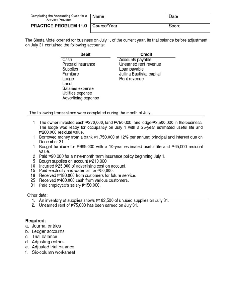Practice Problem 11 | PDF | Debits And Credits | Expense