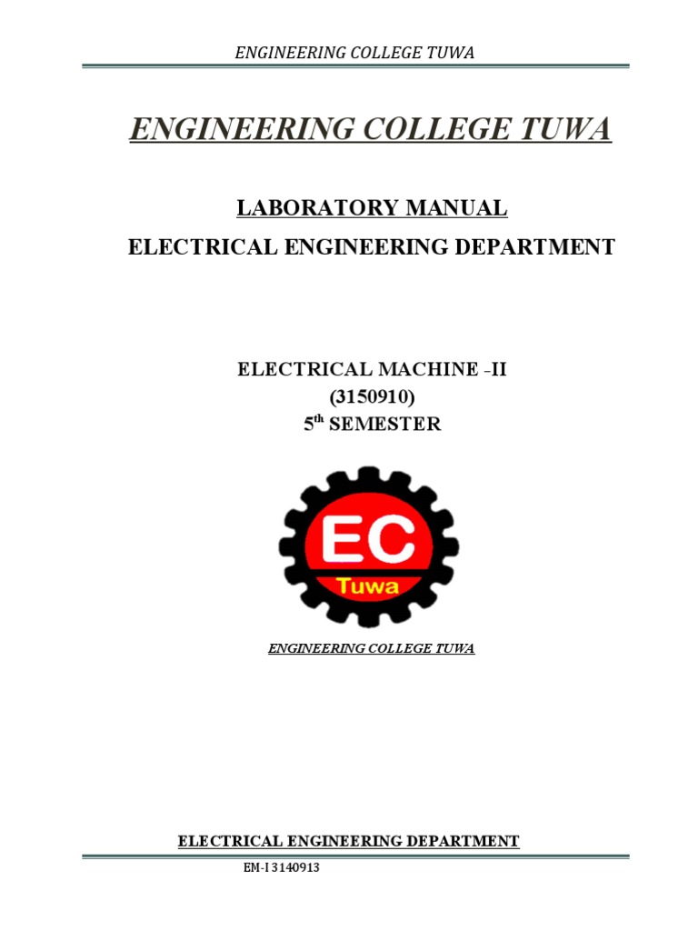 Electrical Machine Lab Manual | PDF | Electric Motor | Electric Generator