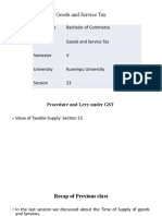 Goods and Service Tax: Programme Bachelor of Commerce