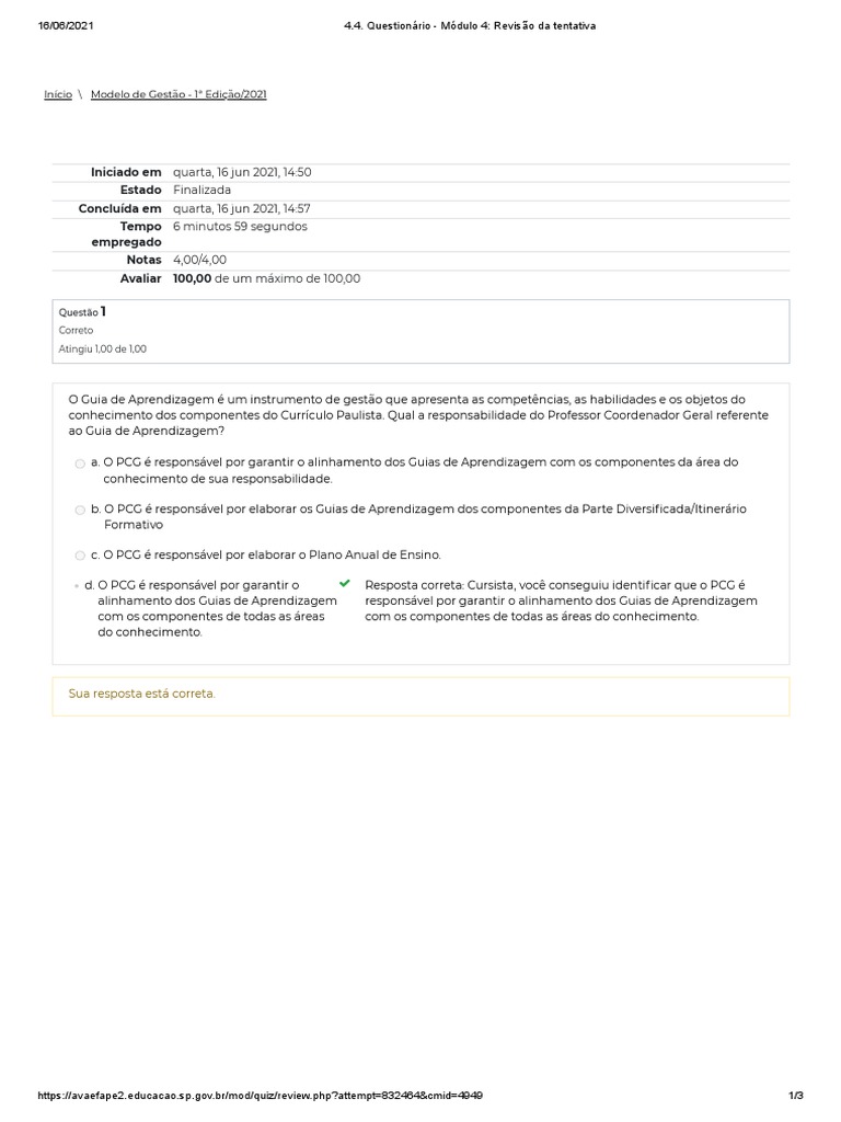 Módulo 4 - Modelo Gestão - Outras Perguntas | PDF | Aprendizado