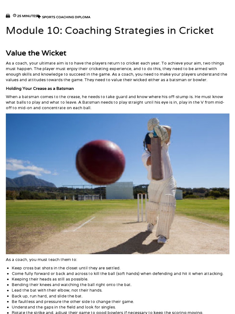 Cricket Coaching Strategies and Techniques | PDF | Bowling (Cricket ...