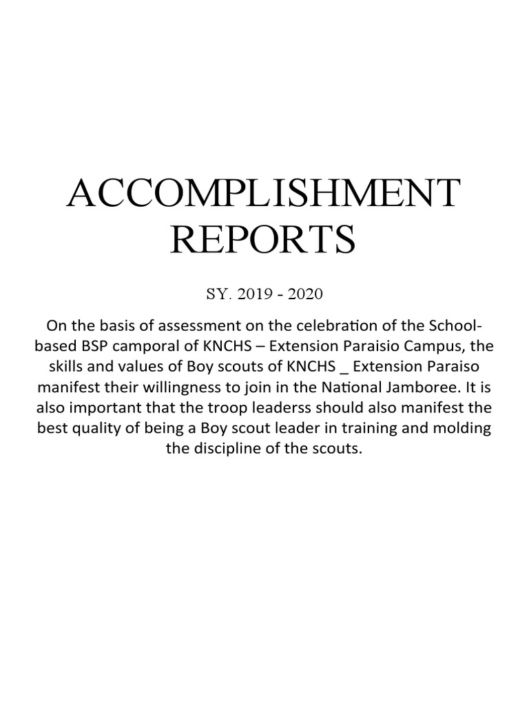 Scouting Accomplishment Report 2019-2020 | PDF | Scouting | Value (Ethics)