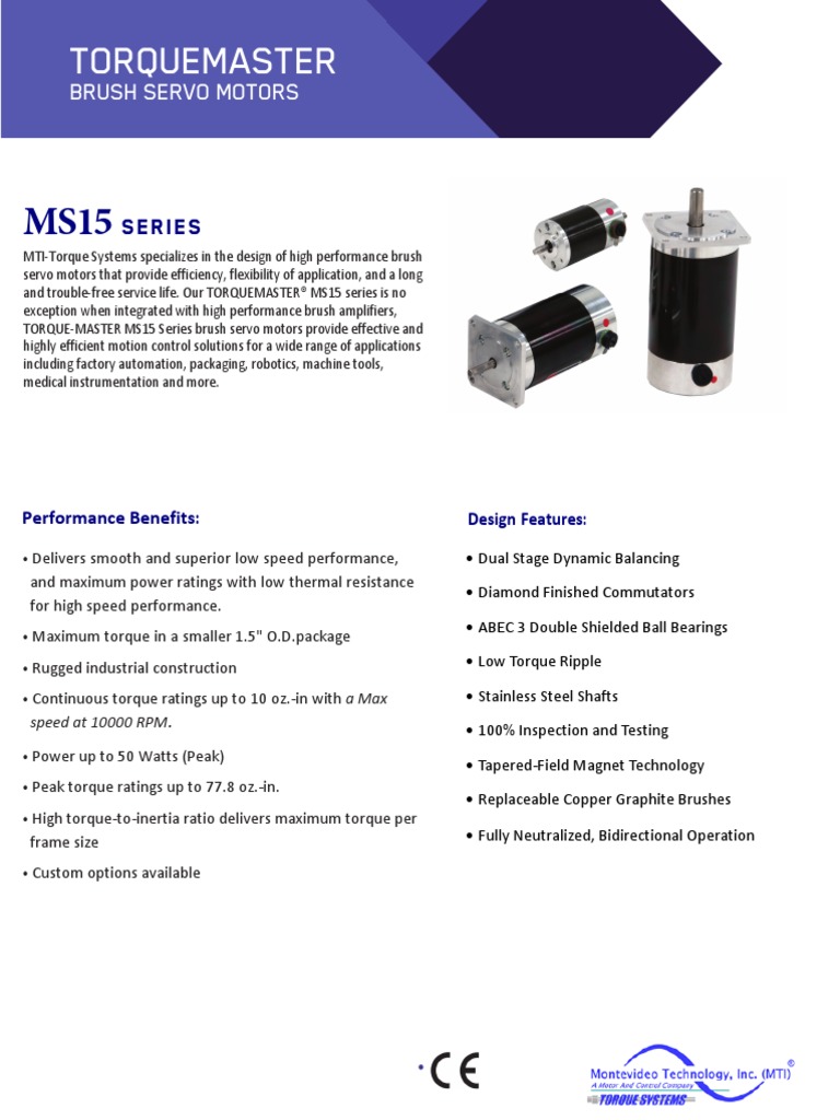 Torquemaster Brush Servo Motors PDF Electric Motor Quantity