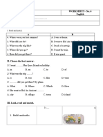 Worksheet - No. 6 English: I. Read and Match