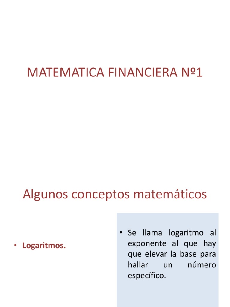 Conceptos Clave de Matemática Financiera | PDF | Interés | Logaritmo