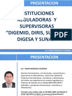 Instituciones Reguladoras Y Supervisoras "Digemid, Diris, Susalud, Digesa Y Sunat"