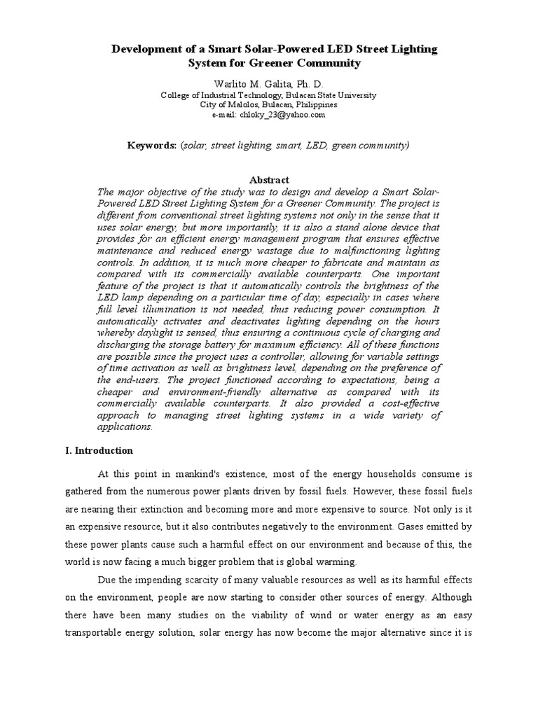 Smart Solar LED Street Lighting System | PDF | Solar Energy | Lighting