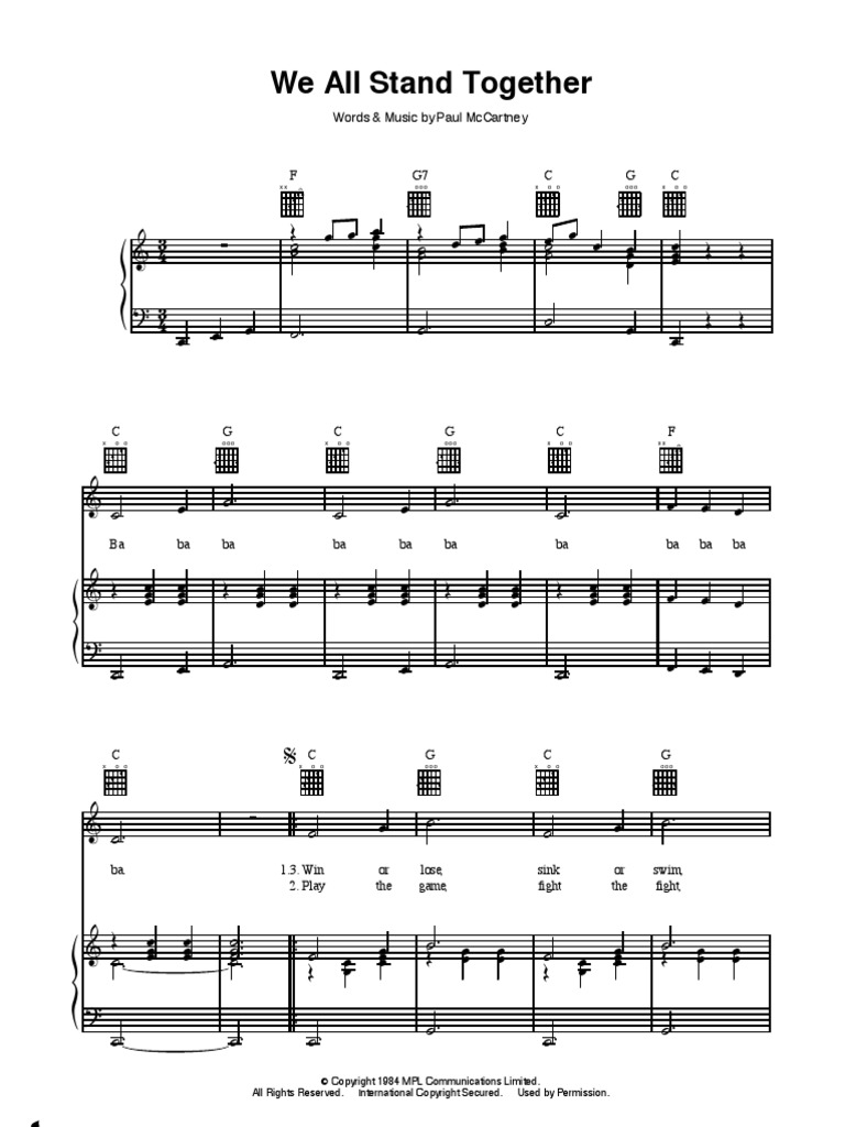 We All Stand Together Sheet Music PDF Paul Mc Cartney
