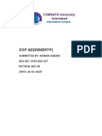 Oop Assinment#1: Submitted By: Adnan Haider REG NO: SP20-BSE-037 Section: Bse 3B DATE: 26-03-2020