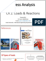 Stress Analysis: Loads, Reactions, Supports