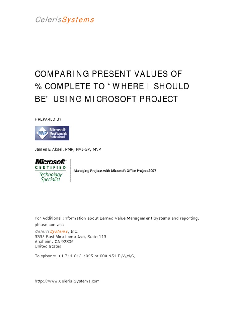 MS Project - Percentage Completion Methods | PDF | Variance | Bond Duration