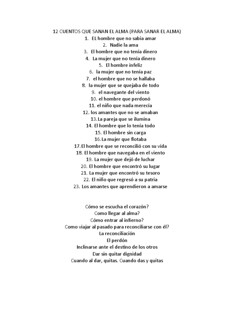 12 Cuentos para Sanar El Alma | PDF | Amor | La naturaleza humana