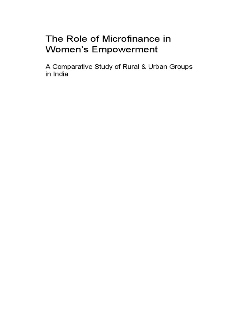 The Role of Microfinance in Women's Empowerment: A Comparative Study of ...