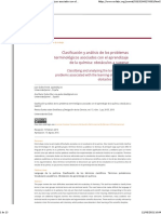 Clasificación y Análisis de Los Problemas Terminológicos Asociados Con El Aprendizaje de La Química Obstáculos A Superar